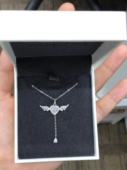 Pink Angel Heart Fidget Necklace