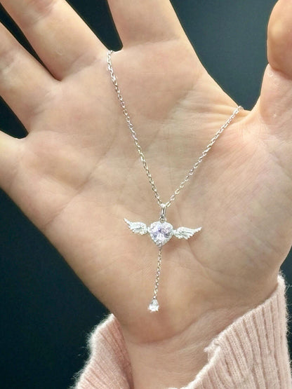 Pink Angel Heart Fidget Necklace