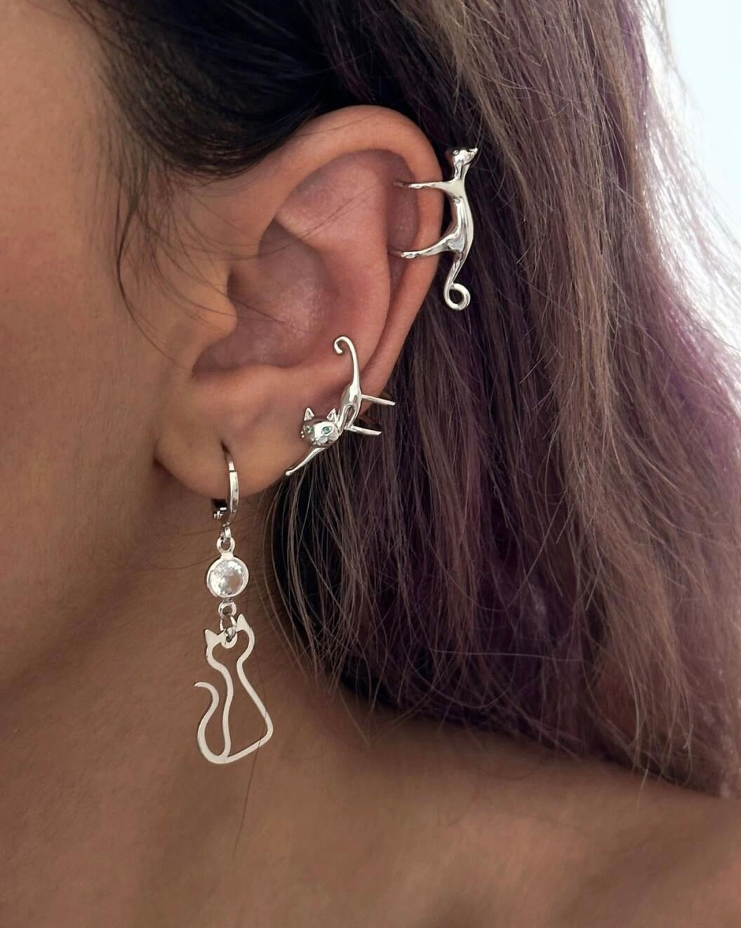kitten Cuddle Cuff Helix Earrings