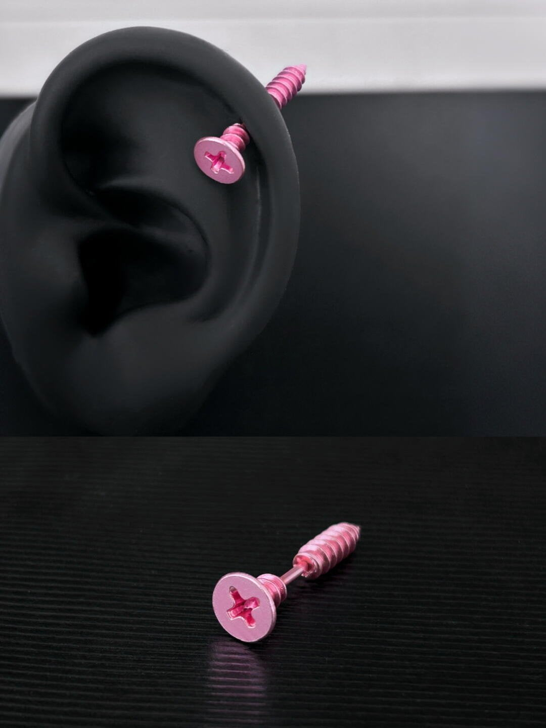 Pink Screw Helix Earrings