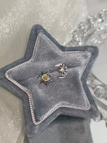 Radiant Sun & Moon Helix Earrings