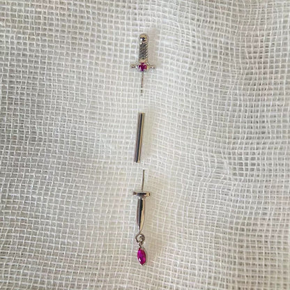 Crimson Daggers Vertical Helix Earrings