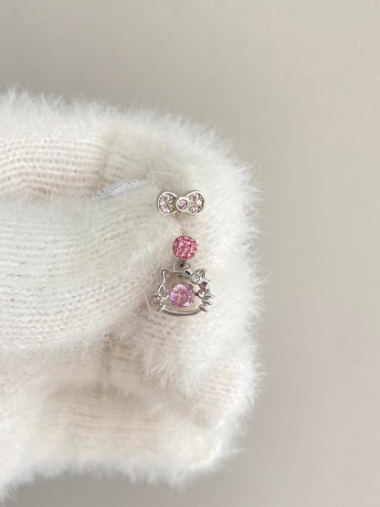 Bow Drop Kitty Earrings