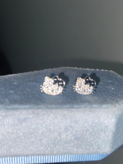 Black Bow Kitty Helix Earrings