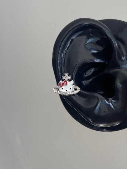 Kitty Saturn Emblem Helix Earrings