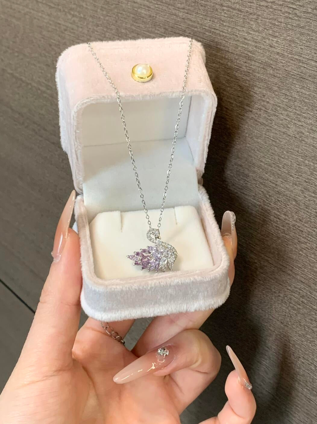 Pink Grace Swan Necklace