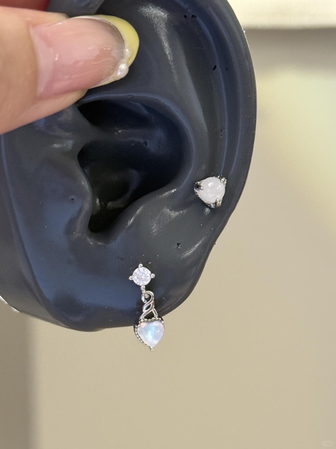 Crystal Heart Helix Earrings