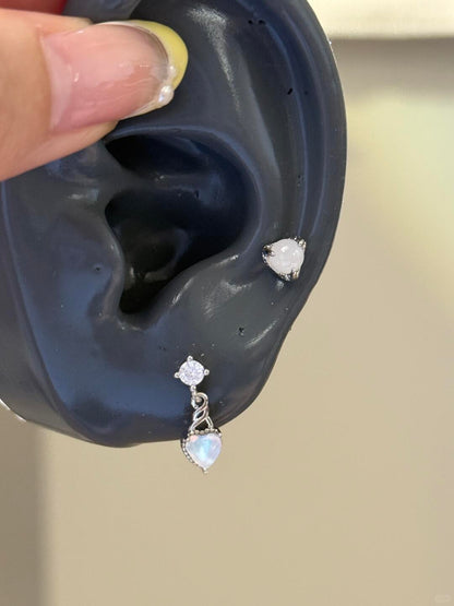 Crystal Heart Helix Earrings