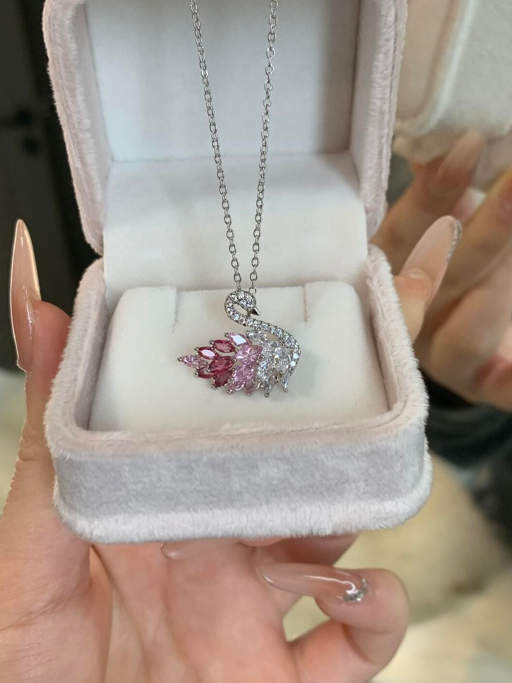 Pink Grace Swan Necklace