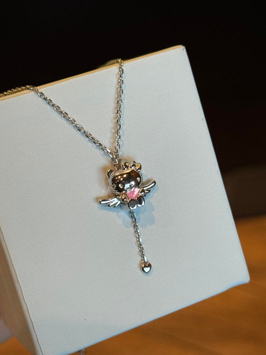 Kitty Angel Heart Fidget Necklace