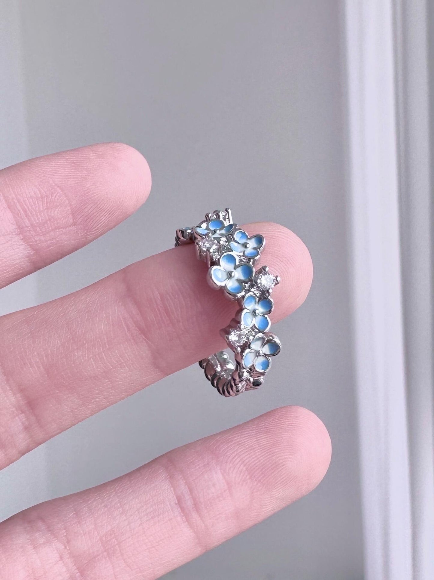 Azure Flower Adjustable Ring