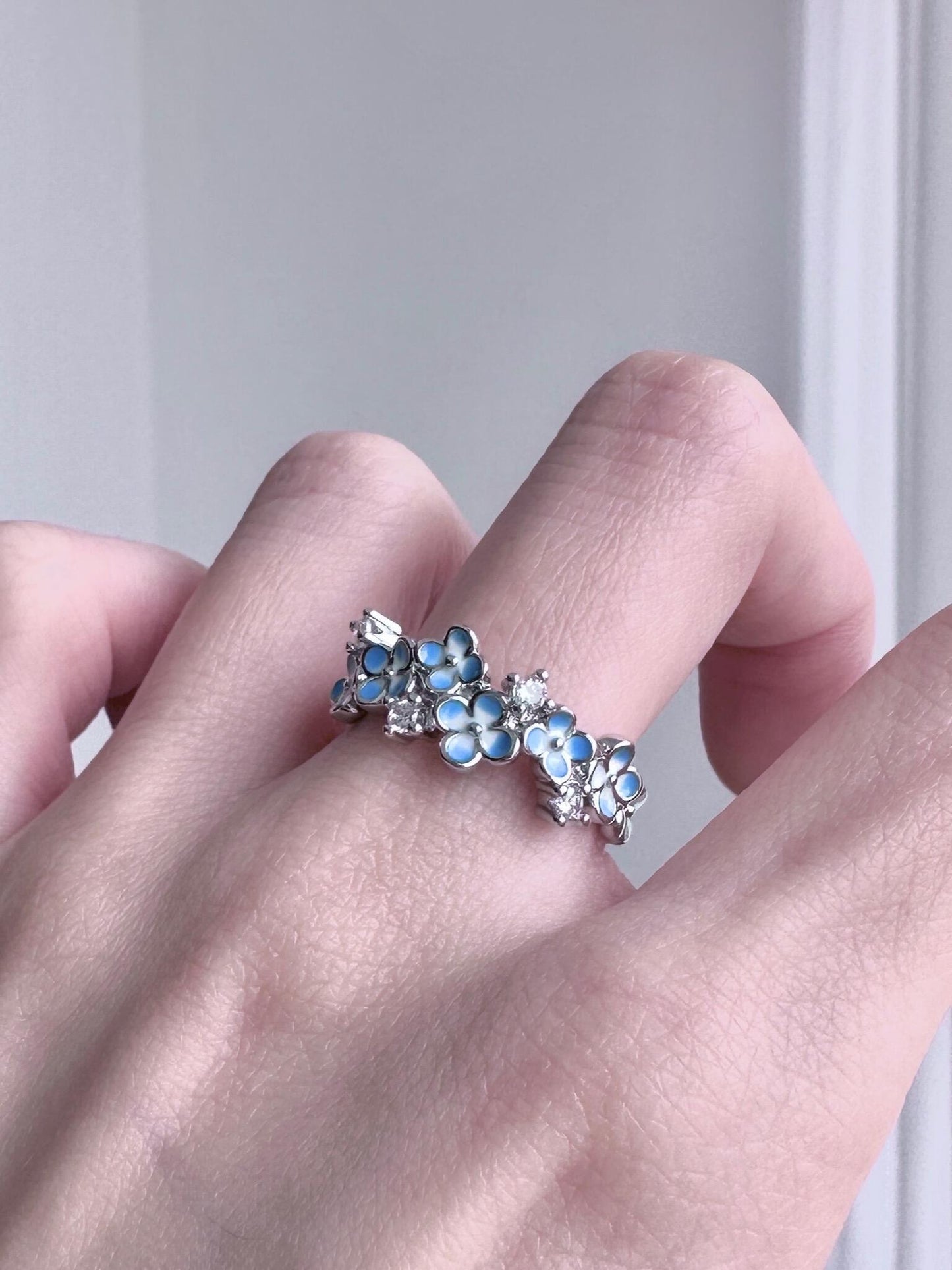 Azure Flower Adjustable Ring