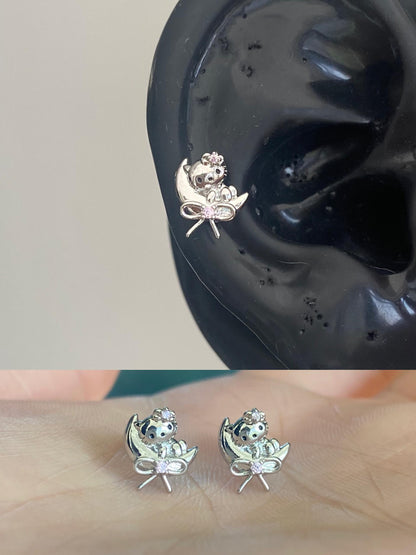 Moon Kitty Helix Earrings