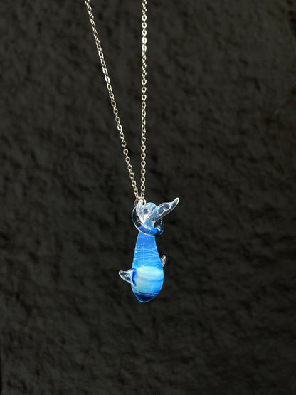 Blue Tide Whale Necklace