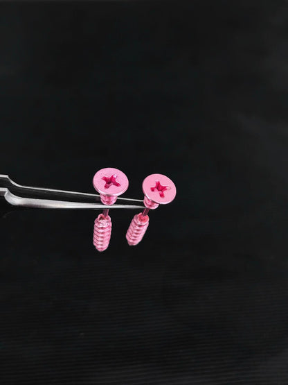Pink Screw Helix Earrings