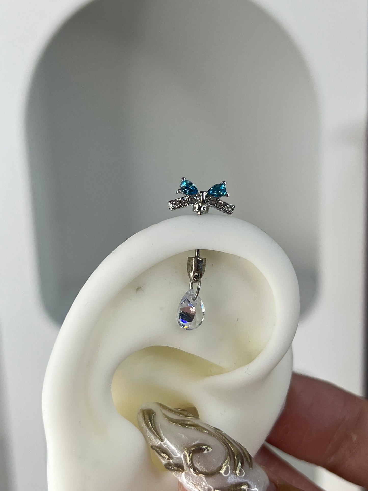 Icy Bow Vertical Helix Earrings