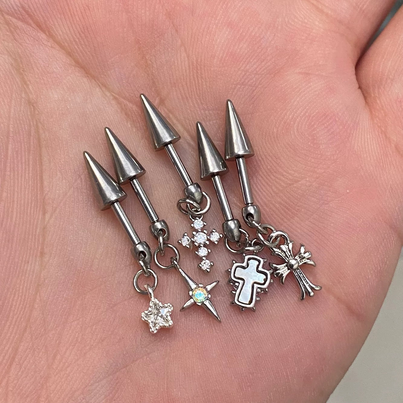 Nocturne Cross Vertical Helix Earrings