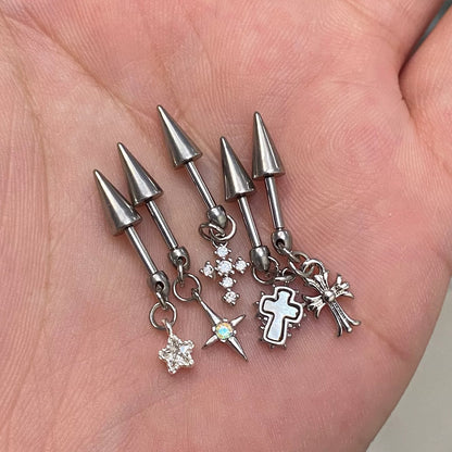 Nocturne Cross Vertical Helix Earrings