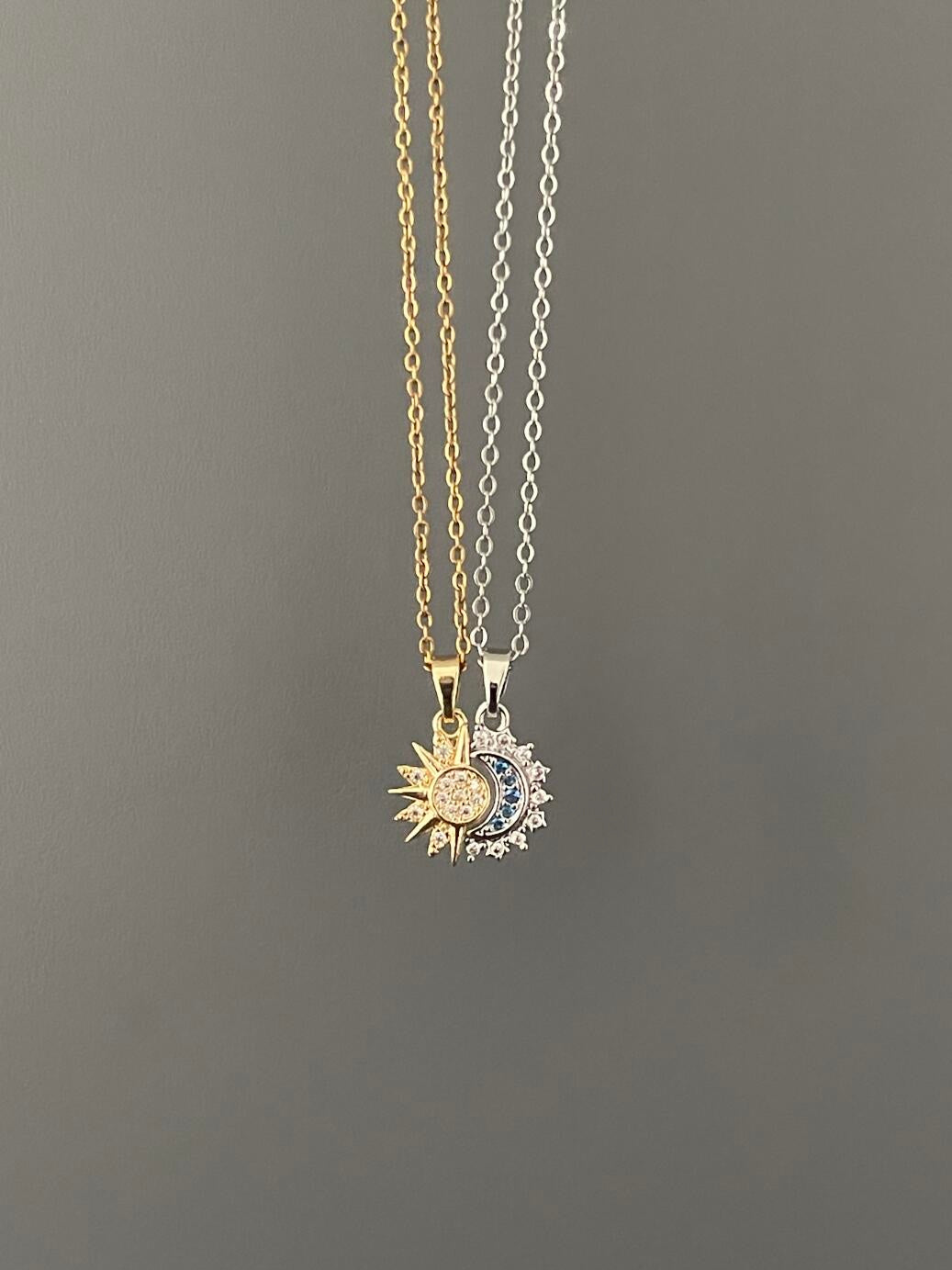 Sun & moon matching necklace