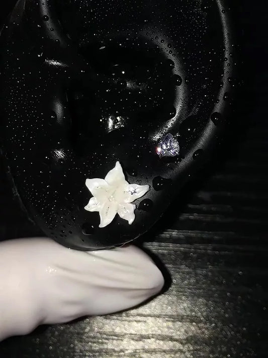 White Lily Charm Earrings