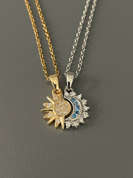 Sun & moon matching necklace