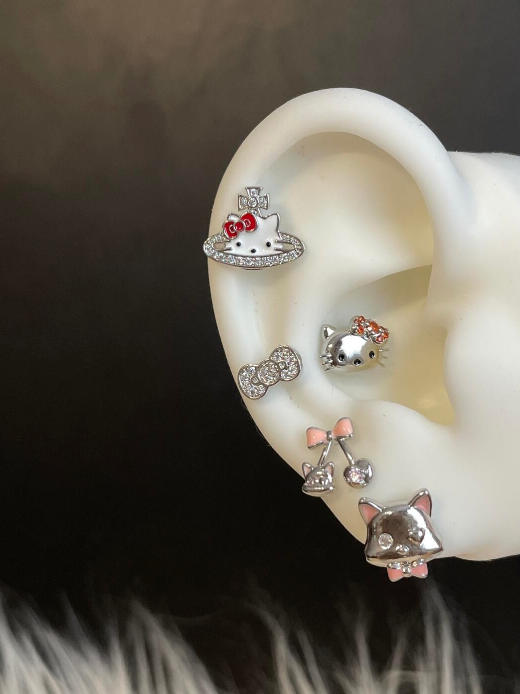 H-Kitty Orbit Earring Stack