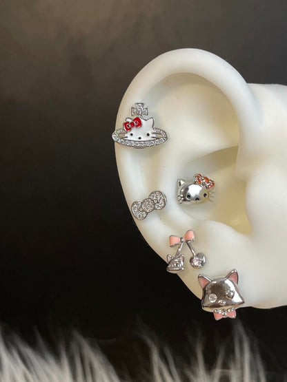 H-Kitty Orbit Earring Stack