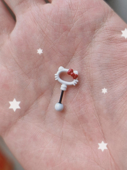 H Kitty Barbell Vertical Helix Earrings