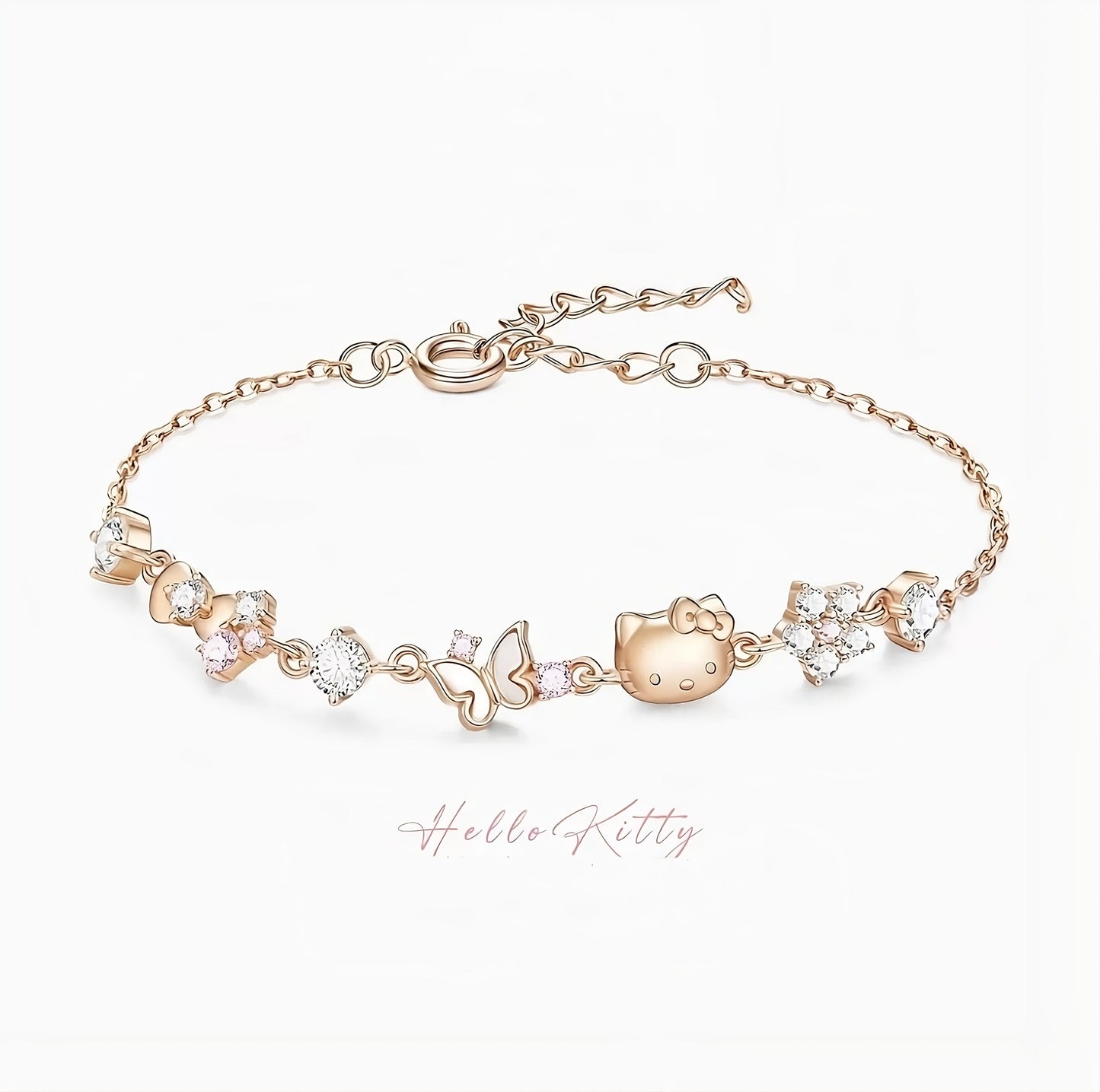 Rose Gold Kitty Butterfly Glow Bracelet