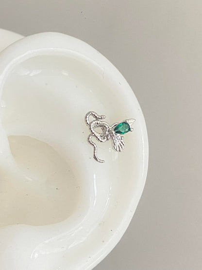 Emerald Fang Helix Earrings