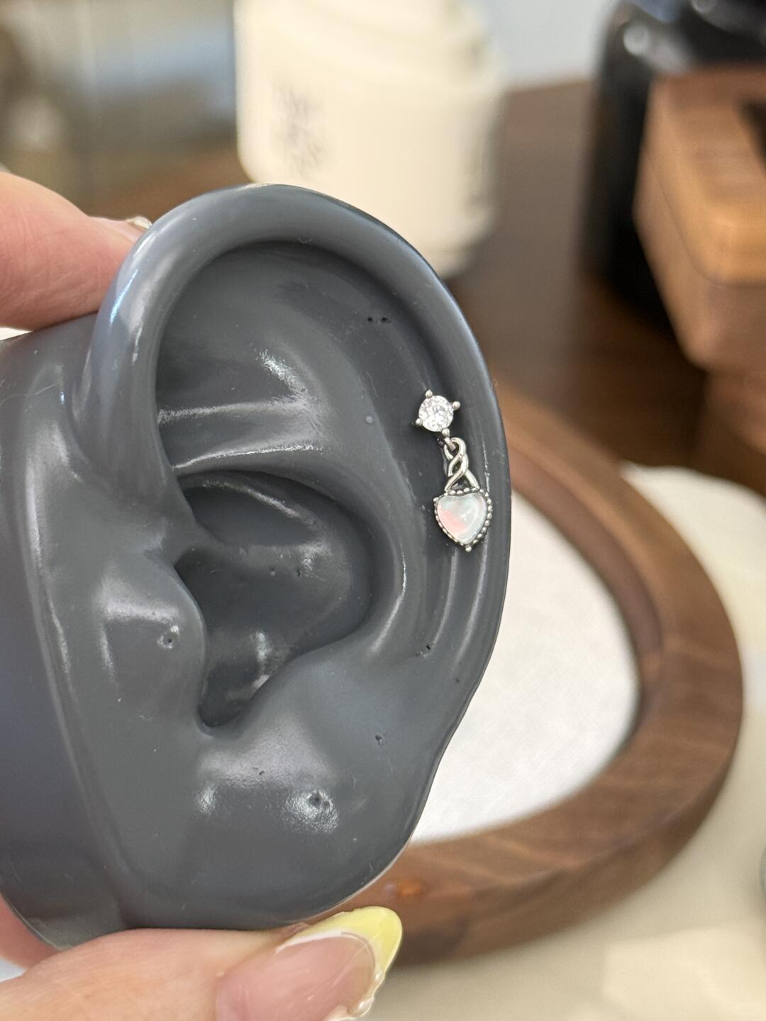 Crystal Heart Helix Earrings