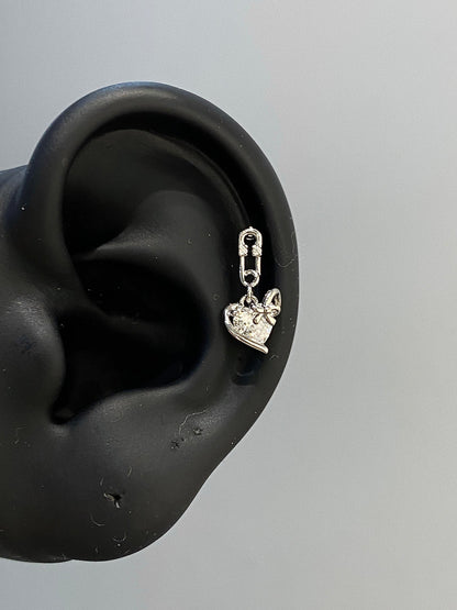 Heart Pin Helix Earrings