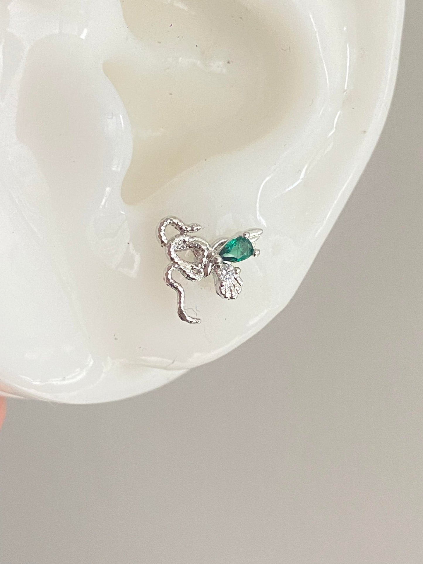 Emerald Fang Helix Earrings