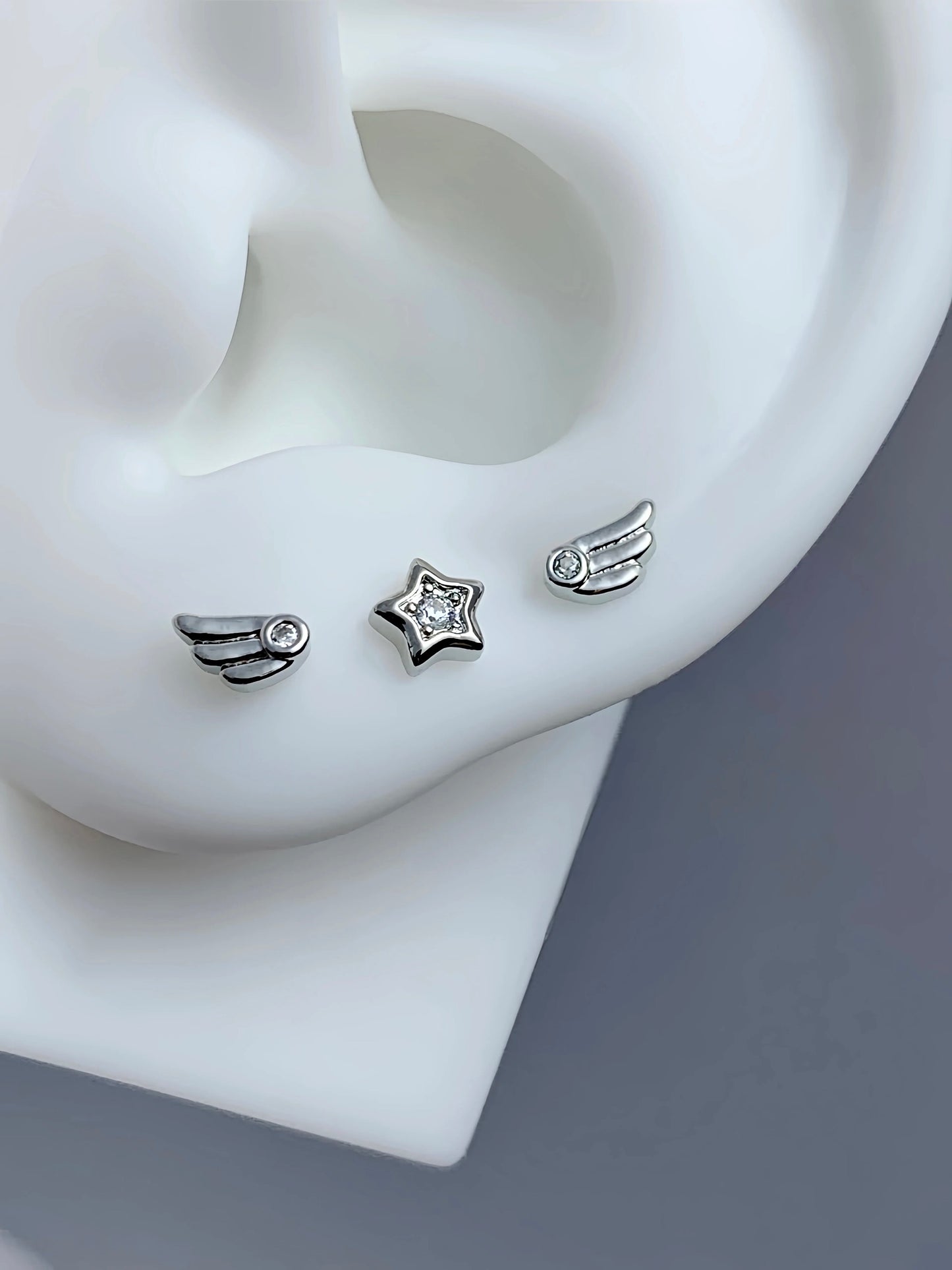 Sterling Star Triple Lobe Earring Stack