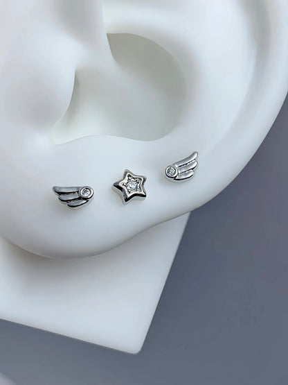 Sterling Star Triple Lobe Earring Stack