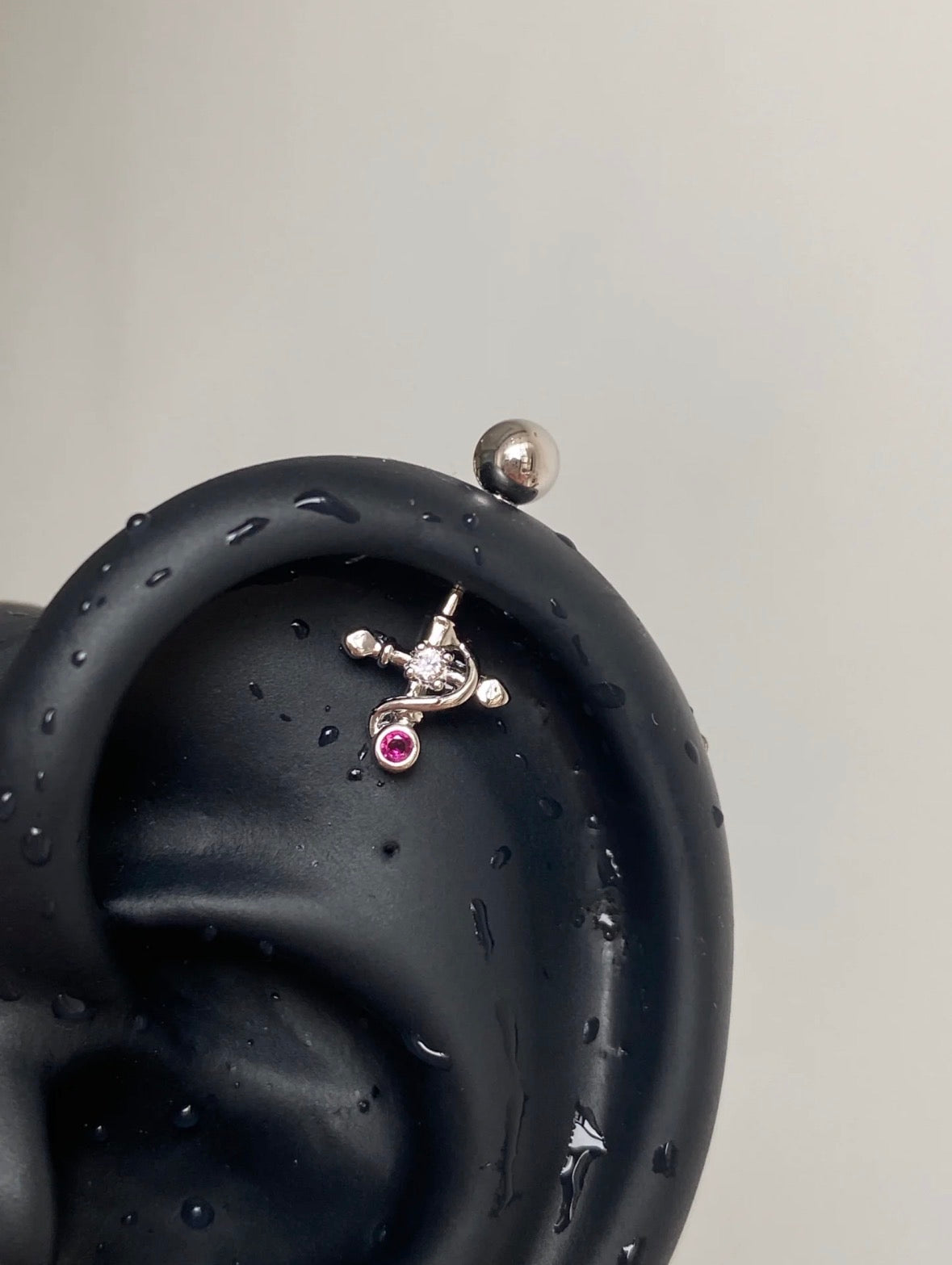 Cross Twirl Vertical Helix Earrings