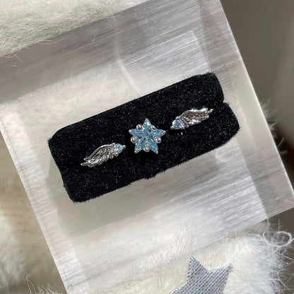 Blue Twilight Star Triple lobe Earring Stack