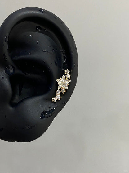 Gold Stellar Trail Helix Earrings