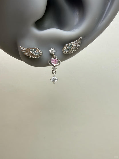 Heavenly Heartfall Triple Lobe Earring Stack