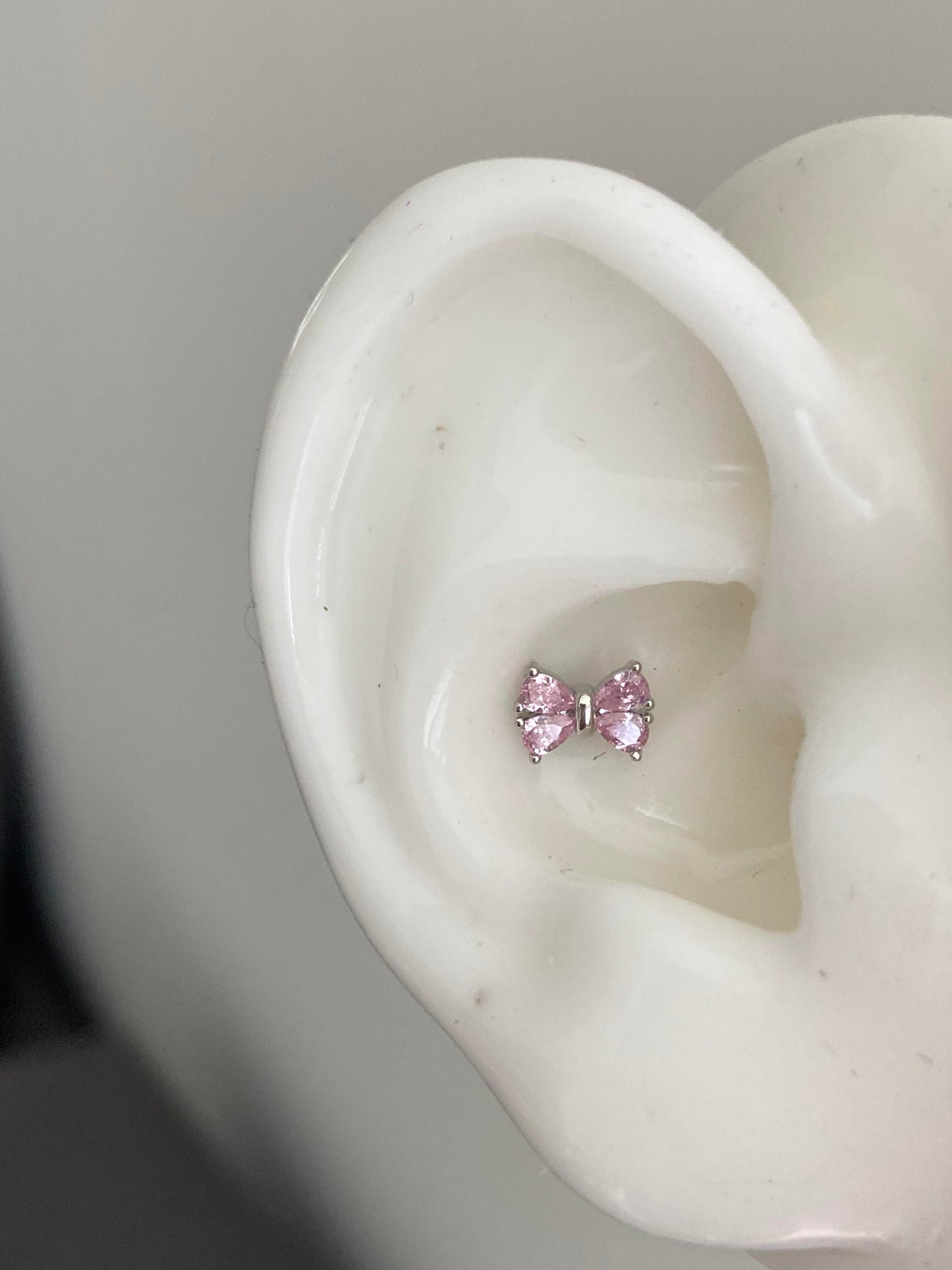 Peony Pink Bow Helix Earrings