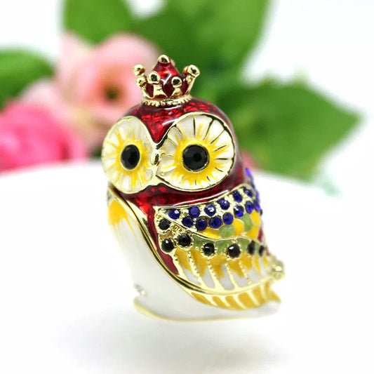 Red Staring Owl Ring Box