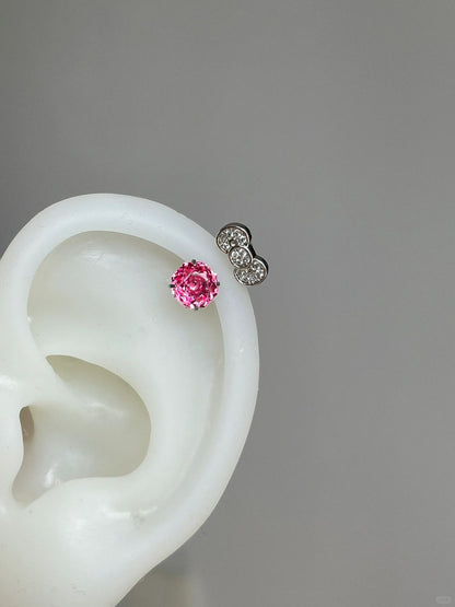 Rose Pink Kitty Helix Earrings