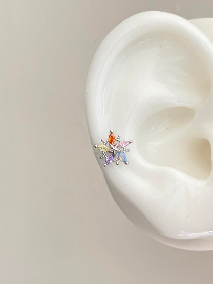Rainbow Starburst Helix Earrings