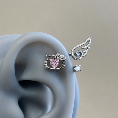 Angel Charm Kitty Helix Earrings