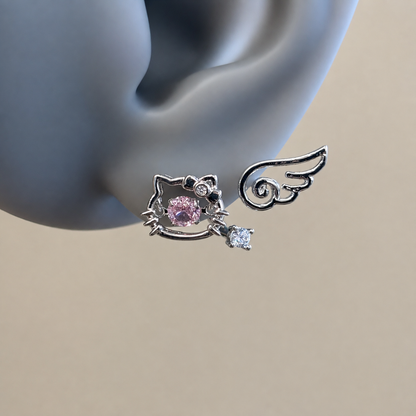 Angel Charm Kitty Helix Earrings