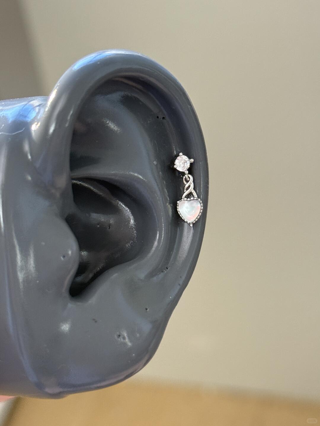 Crystal Heart Helix Earrings