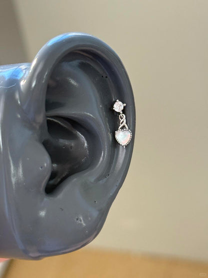 Crystal Heart Helix Earrings