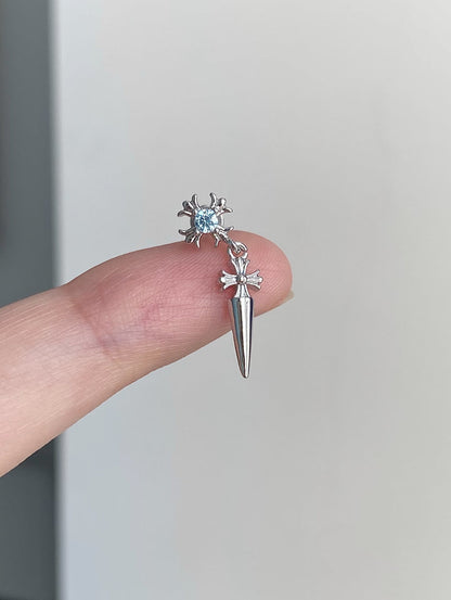 Cross Dagger Helix Earrings