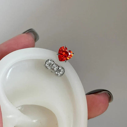 Red Heart Kitty Helix Earrings