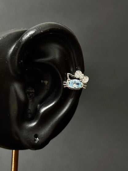 Rosa Kitty Helix Earrings ( Blue )